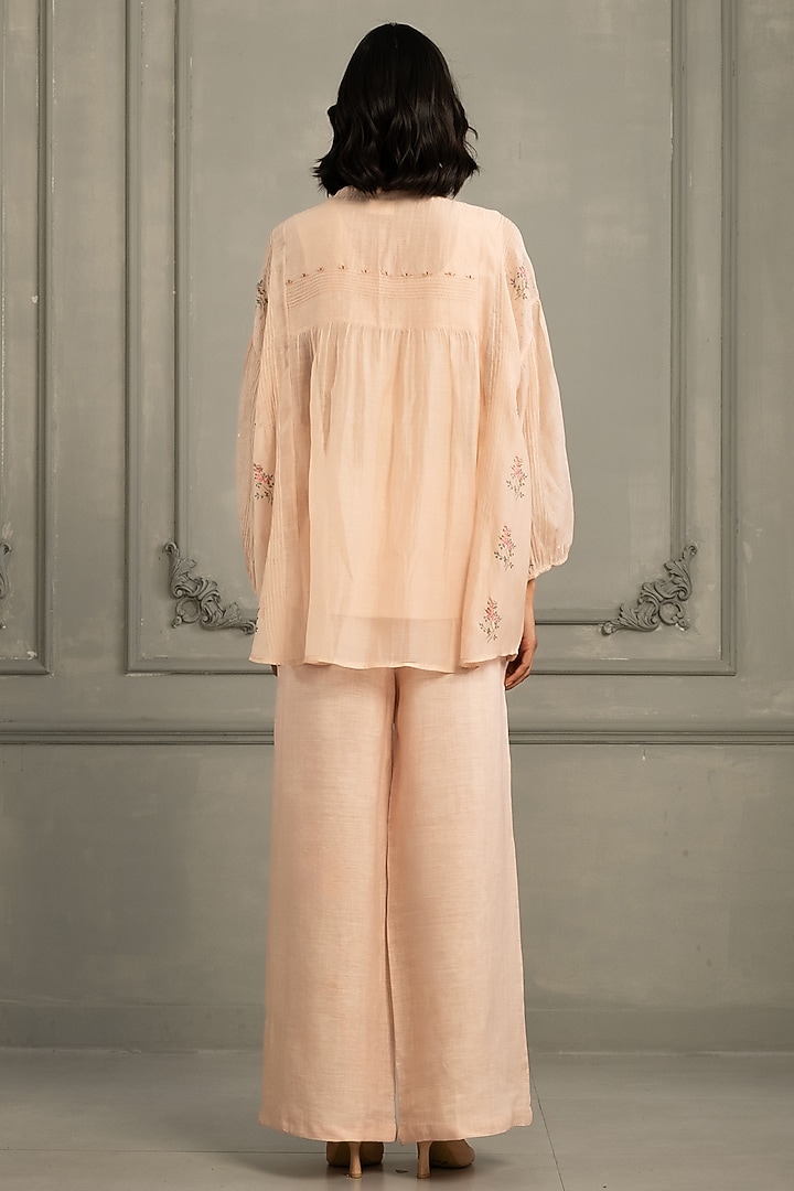 Old Rose Mul Chanderi Embroidered & Printed Co-Ord Set by Arcvsh by Pallavi Singh at Pernia's Pop Up Shop