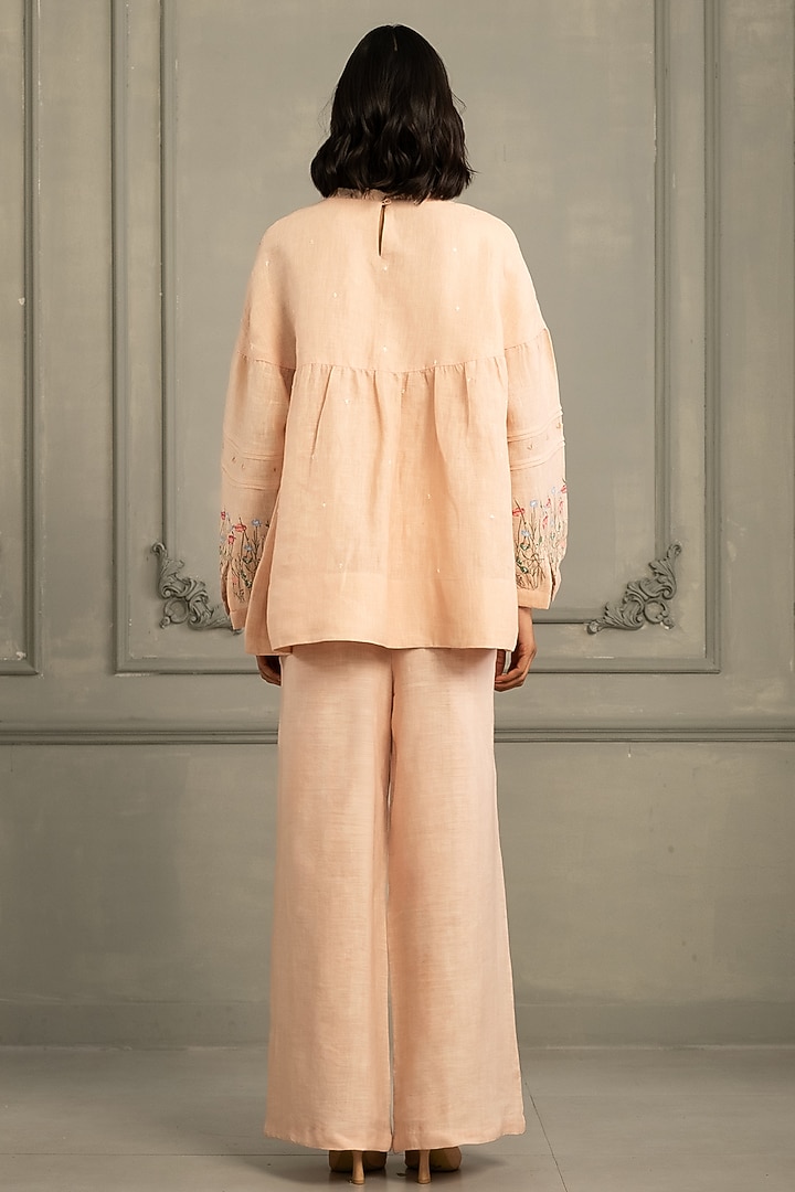 Old Rosee Gauze Linen Embroidered & Printed Co-Ord Set by Arcvsh by Pallavi Singh at Pernia's Pop Up Shop