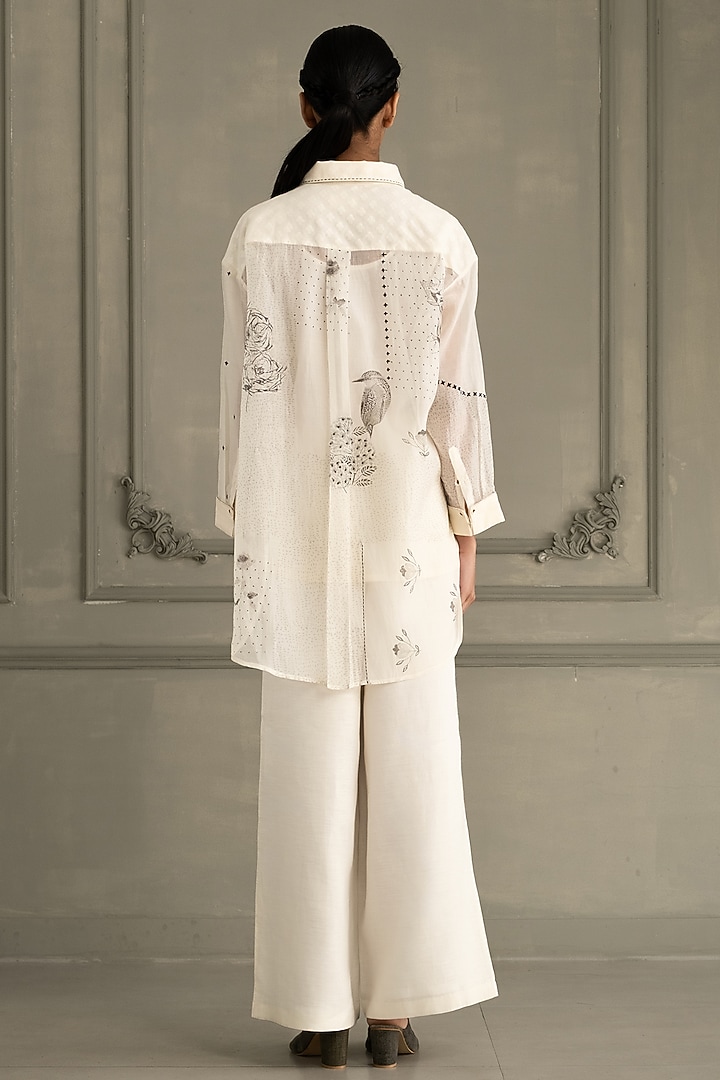 Ivory Mul Chanderi Embroidered & Printed Co-Ord Set by Arcvsh by Pallavi Singh at Pernia's Pop Up Shop