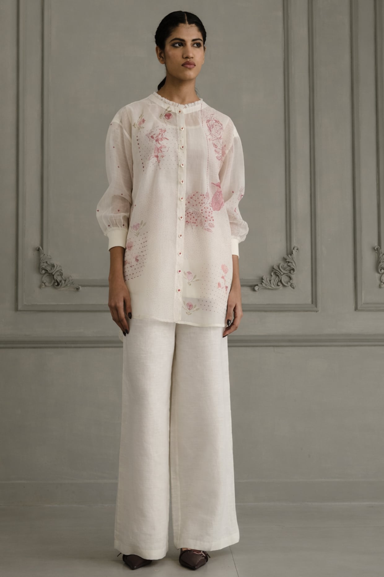 Arcvsh by Pallavi Singh Ivory Mul Chanderi Embroidered & Printed Co-Ord Set