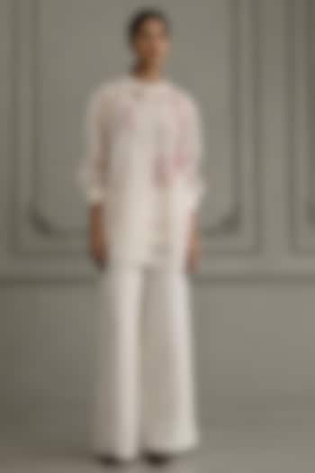 Ivory Mul Chanderi Embroidered & Printed Co-Ord Set by Arcvsh by Pallavi Singh at Pernia's Pop Up Shop