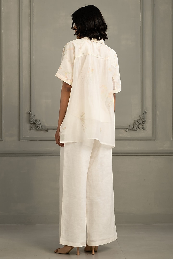 Ivory Mul Chanderi Embroidered & Printed Co-Ord Set by Arcvsh by Pallavi Singh at Pernia's Pop Up Shop