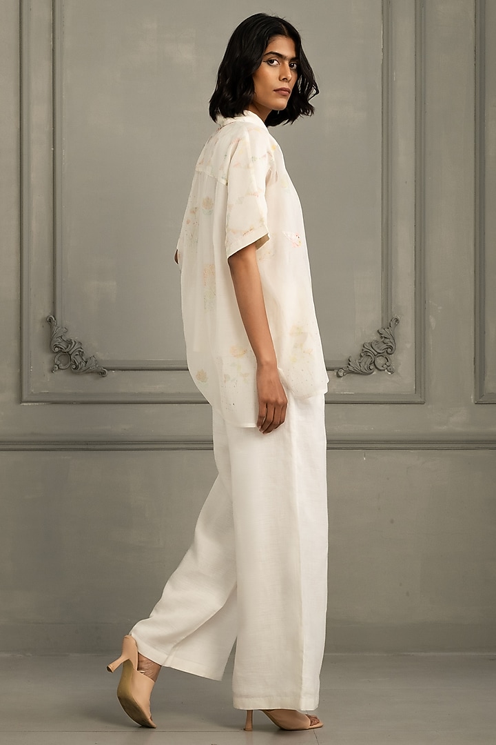 Ivory Mul Chanderi Embroidered & Printed Co-Ord Set by Arcvsh by Pallavi Singh at Pernia's Pop Up Shop