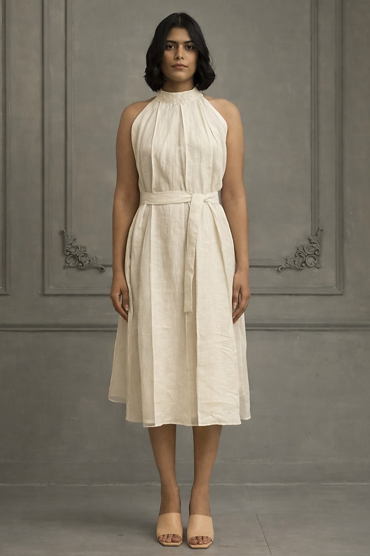 Ivory Organza Embroidered Jacket Vacation Dress by Arcvsh by Pallavi Singh at Pernia's Pop Up Shop