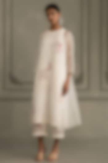 Ivory Silk Chanderi Embroidered & Printed Jacket Set by Arcvsh by Pallavi Singh at Pernia's Pop Up Shop