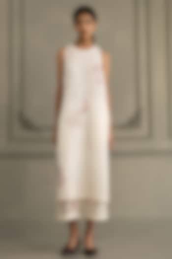 Ivory Linen Embroidered & Printed Tunic Set by Arcvsh by Pallavi Singh at Pernia's Pop Up Shop