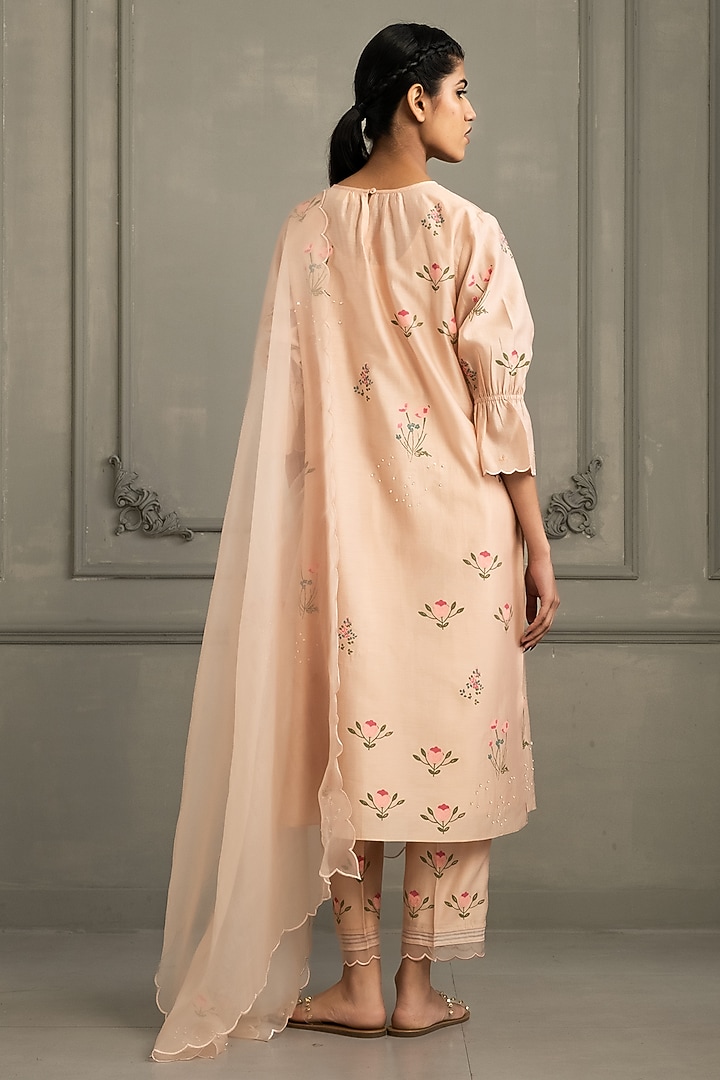 Old Rose Silk Chanderi Tunic Set by Arcvsh by Pallavi Singh at Pernia's Pop Up Shop