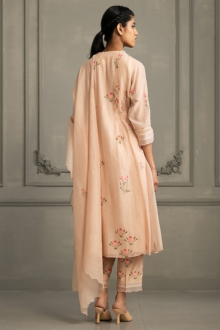 Old Rose Mul Chanderi Tunic Set by Arcvsh by Pallavi Singh at Pernia's Pop Up Shop