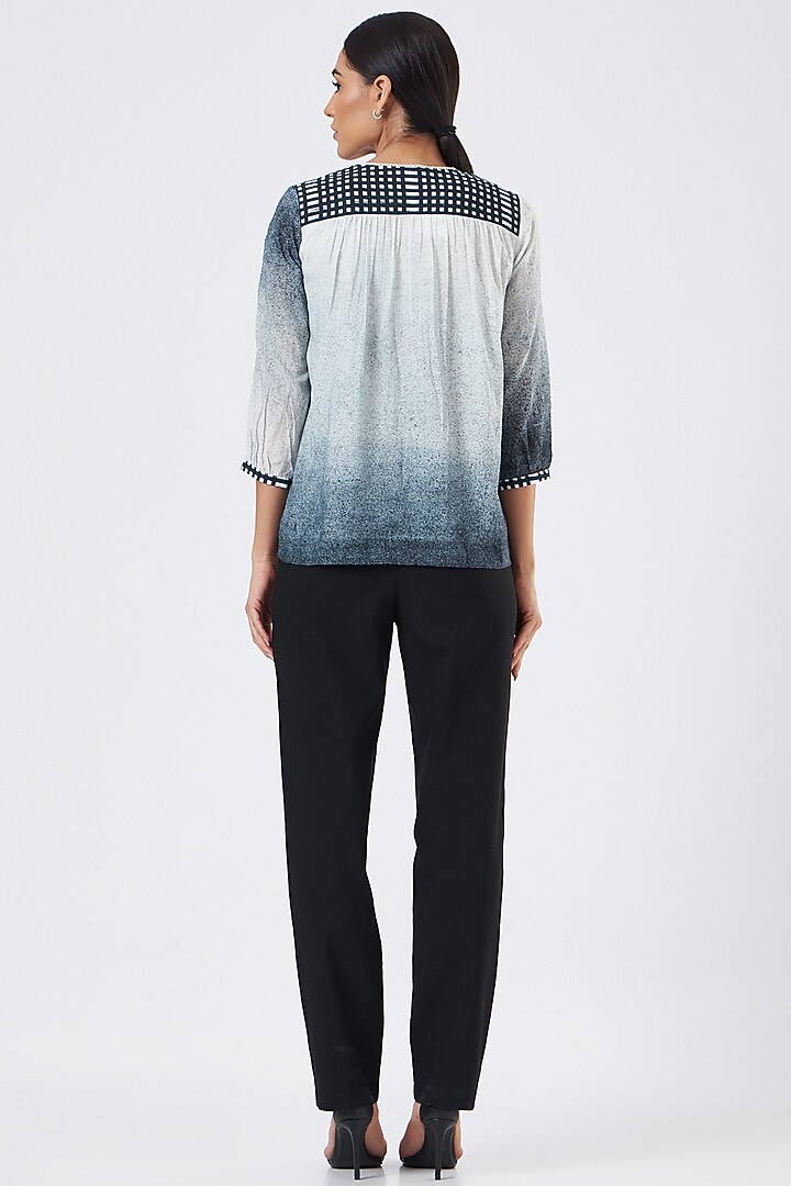 Blue Hand Painted Top by Arcvsh by Pallavi Singh at Pernia's Pop Up Shop