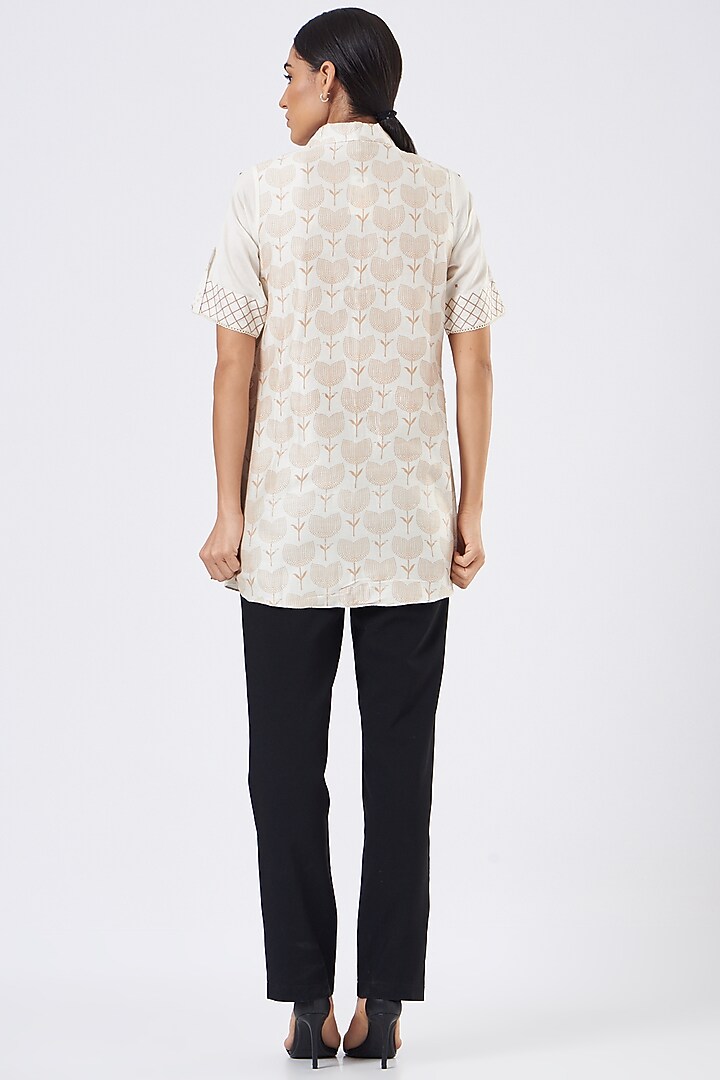 Beige Hand Painted Shirt by Arcvsh by Pallavi Singh at Pernia's Pop Up Shop