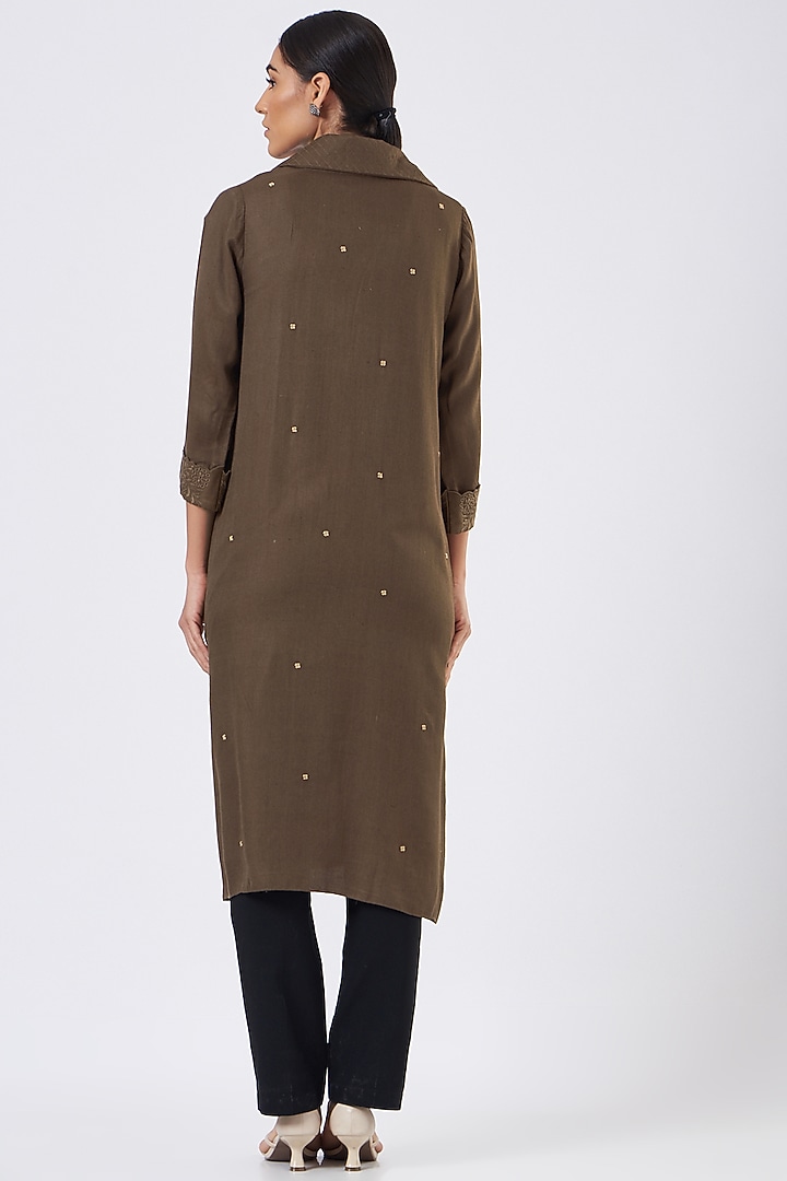 Brown Jacket With Cuffs by Arcvsh by Pallavi Singh at Pernia's Pop Up Shop