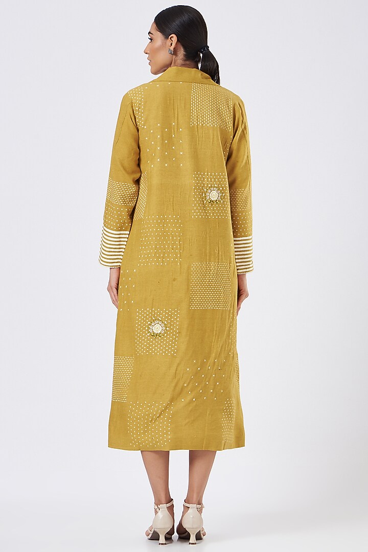 Yellow Printed & Embroidered Jacket by Arcvsh by Pallavi Singh at Pernia's Pop Up Shop