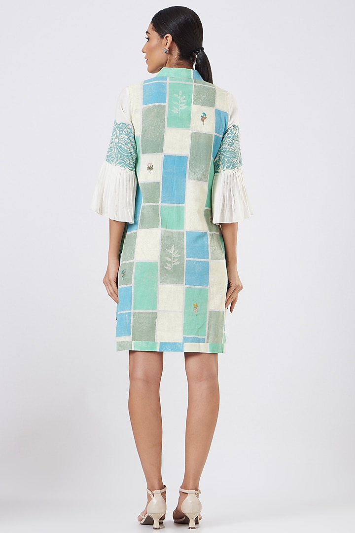 Blue Printed & Embroidered Tunic by Arcvsh by Pallavi Singh at Pernia's Pop Up Shop