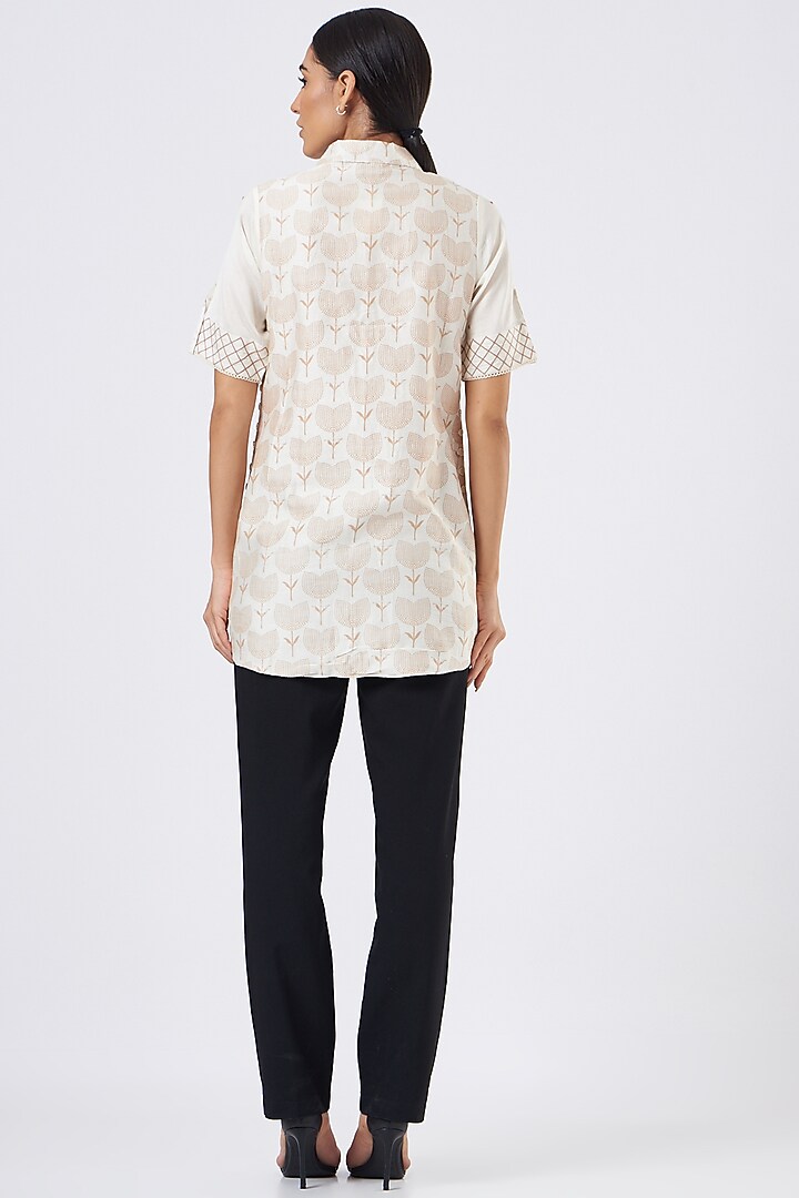 White Printed Long Shirt by Arcvsh by Pallavi Singh at Pernia's Pop Up Shop