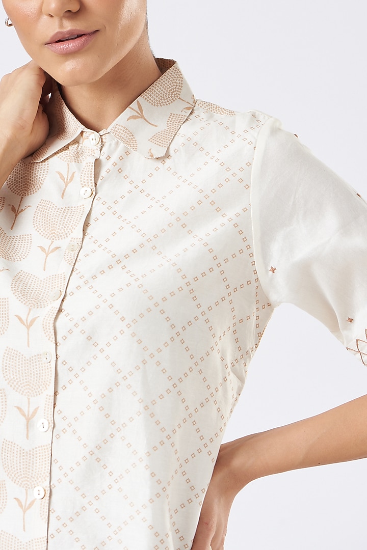 White Printed Long Shirt by Arcvsh by Pallavi Singh at Pernia's Pop Up Shop