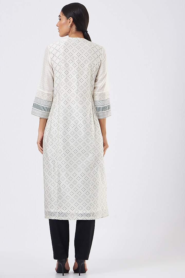 Ivory Hand Block Printed Tunic by Arcvsh by Pallavi Singh at Pernia's Pop Up Shop