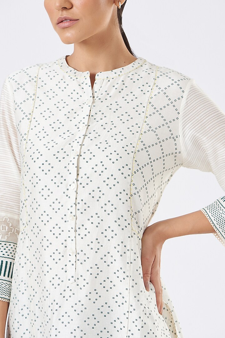Ivory Hand Block Printed Tunic by Arcvsh by Pallavi Singh at Pernia's Pop Up Shop