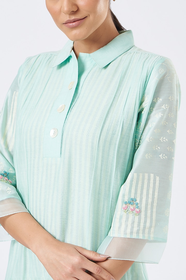 Powder Blue Printed Tunic by Arcvsh by Pallavi Singh at Pernia's Pop Up Shop