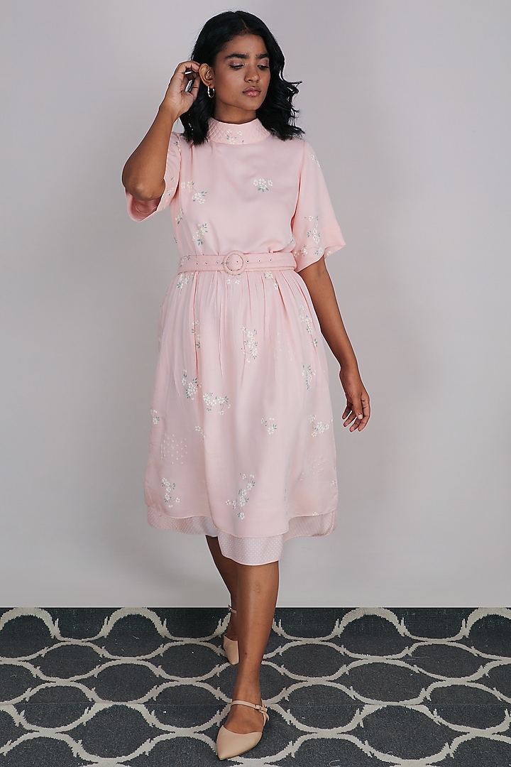 Peach Cherry Printed Summer Dress by Arcvsh by Pallavi Singh at Pernia's Pop Up Shop