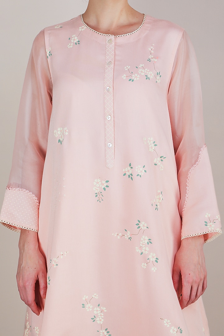 Peach Printed Asymmetrical Tunic by Arcvsh by Pallavi Singh at Pernia's Pop Up Shop