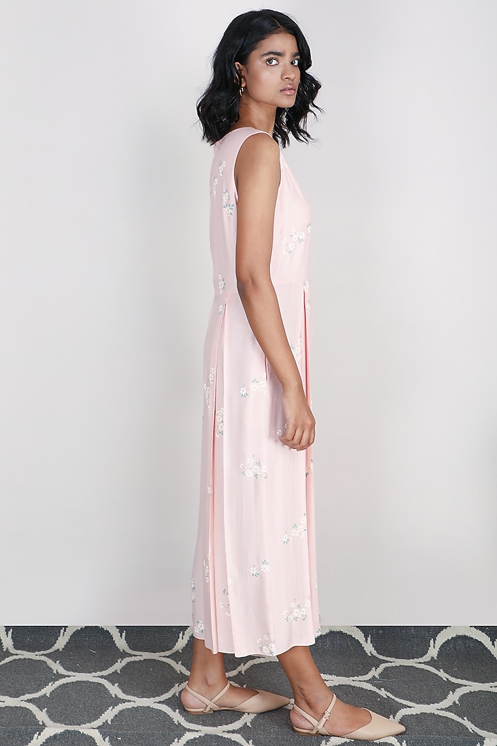 Peach Printed Jumpsuit With Jacket by Arcvsh by Pallavi Singh at Pernia's Pop Up Shop