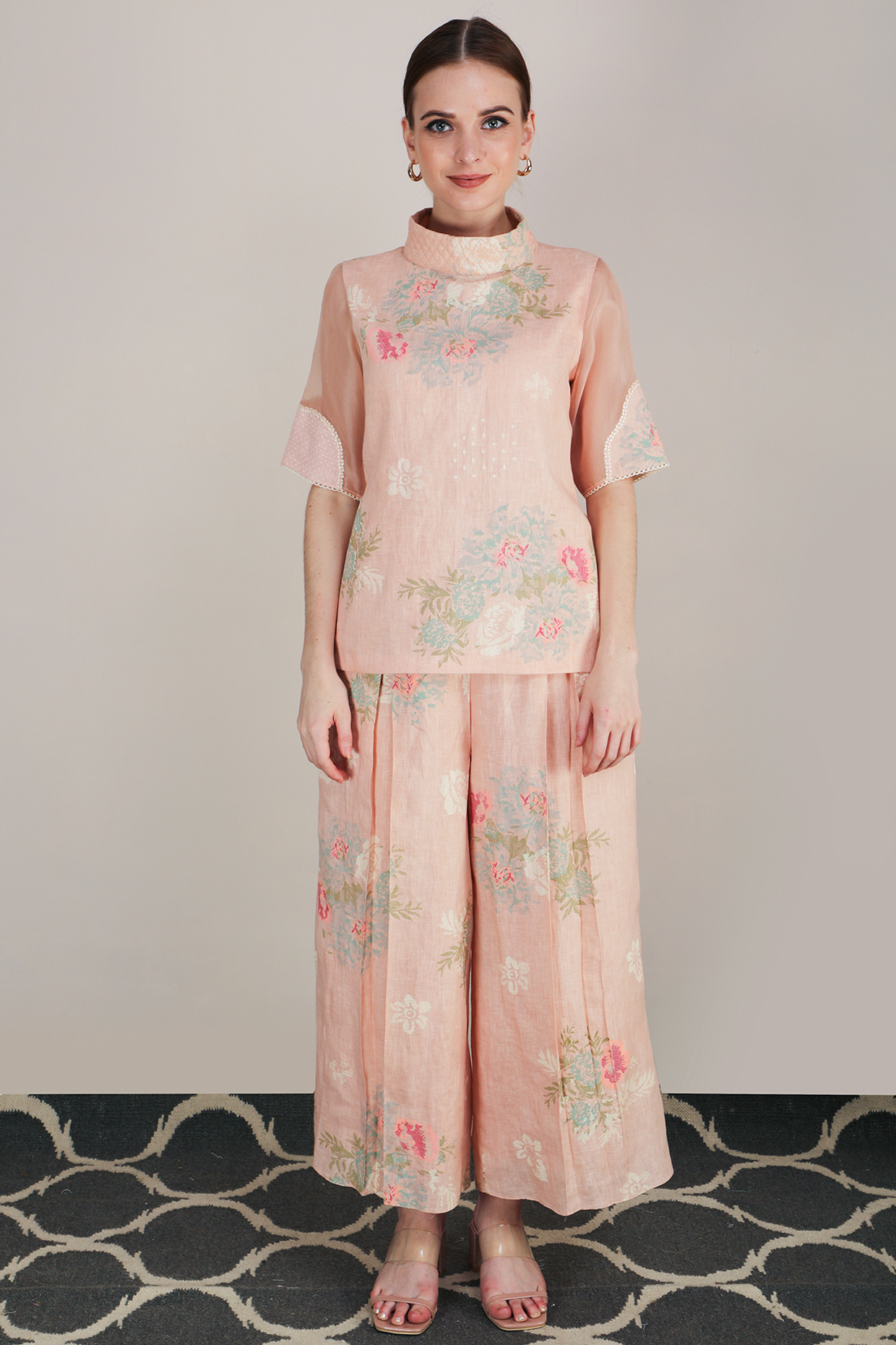 Old Rose Printed Pant Set by Arcvsh by Pallavi Singh at Pernia's Pop Up Shop