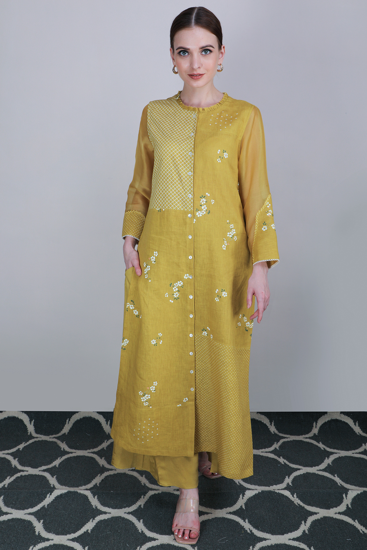 Ochre Embroidered Tunic by Arcvsh by Pallavi Singh at Pernia's Pop Up Shop