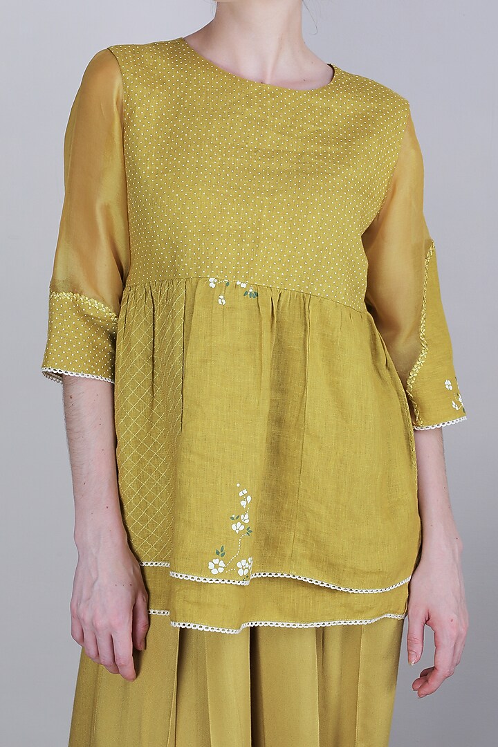 Ochre Embroidered Top by Arcvsh by Pallavi Singh at Pernia's Pop Up Shop
