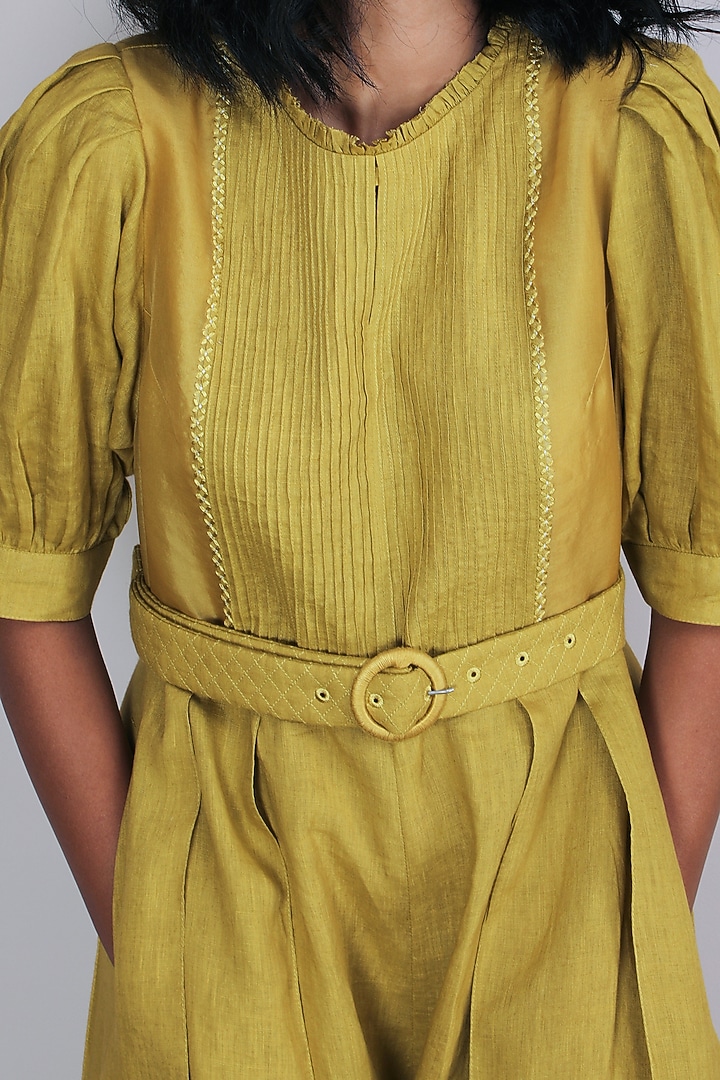 Ochre Embroidered Jumpsuit by Arcvsh by Pallavi Singh at Pernia's Pop Up Shop