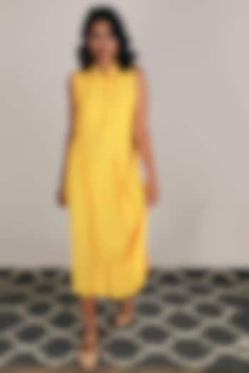 Yellow Pleated Dress  by Arcvsh by Pallavi Singh at Pernia's Pop Up Shop