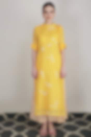 Yellow Linen Printed Tunic by Arcvsh by Pallavi Singh