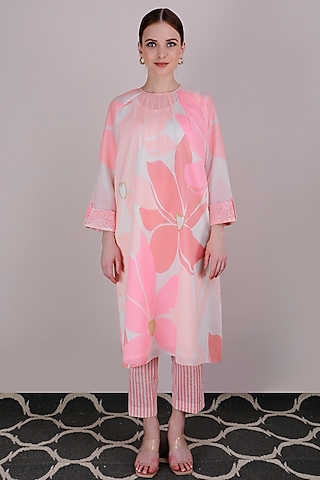 Pink Embroidered & Printed Tunic by Arcvsh by Pallavi Singh