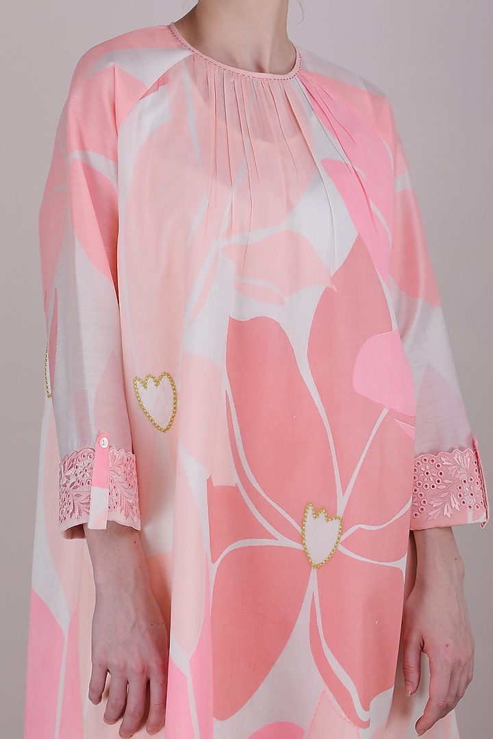 Pink Embroidered & Printed Tunic by Arcvsh by Pallavi Singh at Pernia's Pop Up Shop