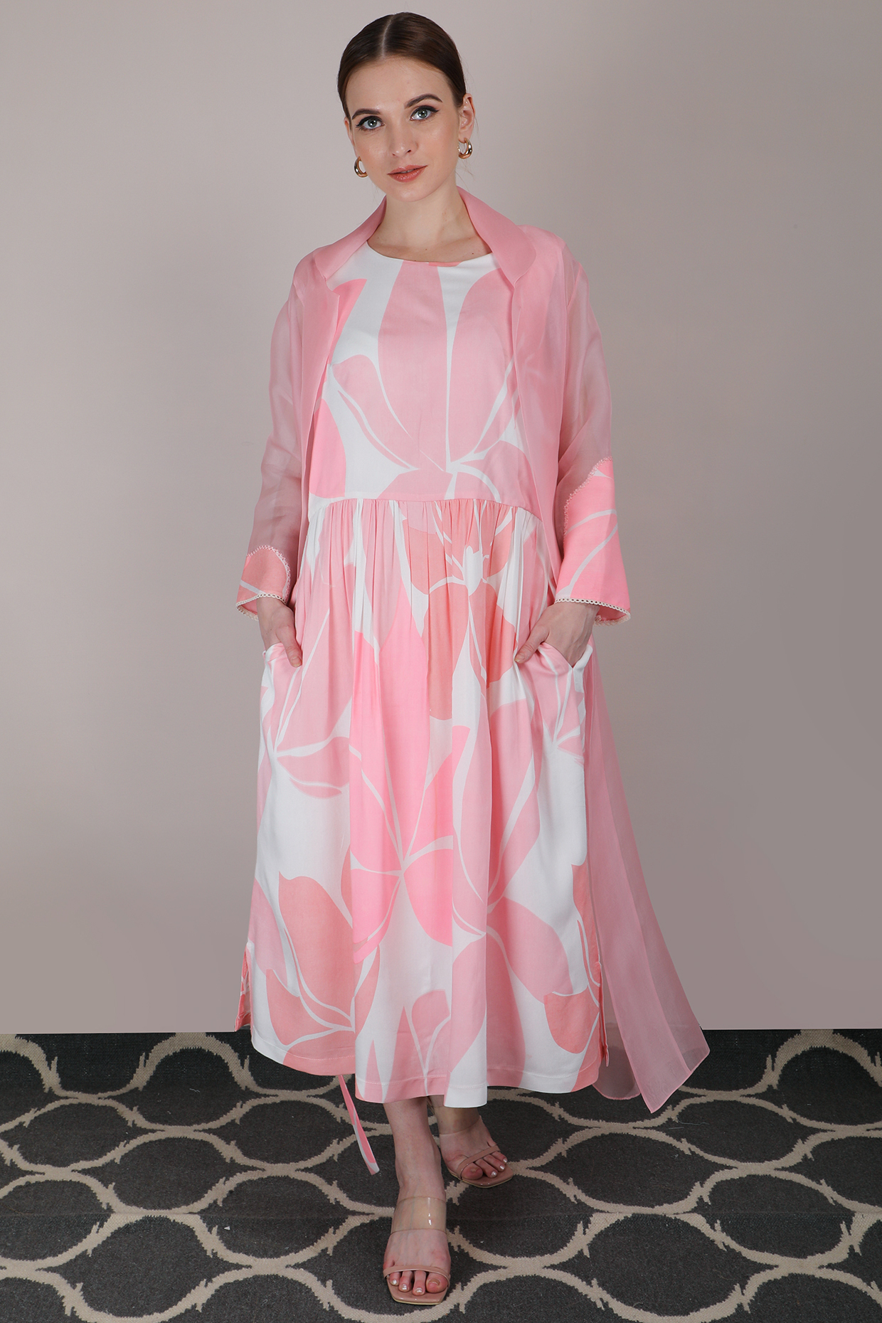 Pink Machine Embroidered Jacket by Arcvsh by Pallavi Singh at Pernia's Pop Up Shop