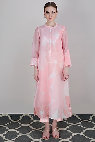 Pink Printed Double Layered Tunic by Arcvsh by Pallavi Singh
