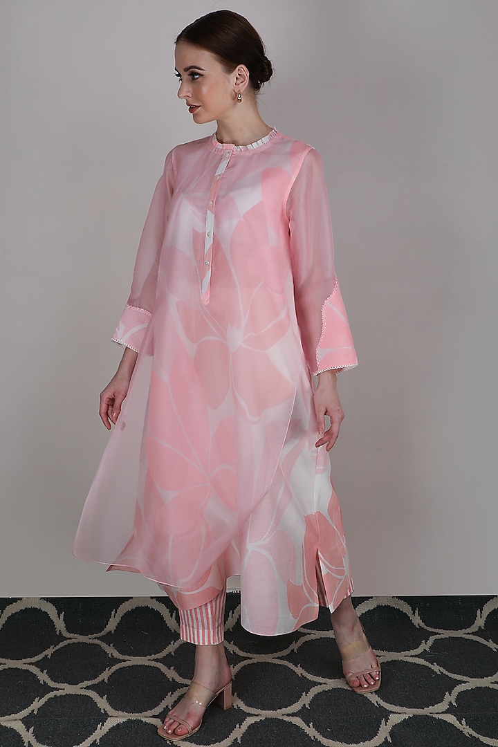 Pink Printed Double Layered Tunic by Arcvsh by Pallavi Singh at Pernia's Pop Up Shop