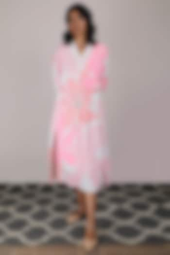 Pink Machine Embroidered Dress by Arcvsh by Pallavi Singh at Pernia's Pop Up Shop