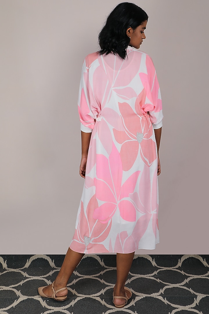 Pink Machine Embroidered Summer Dress by Arcvsh by Pallavi Singh at Pernia's Pop Up Shop