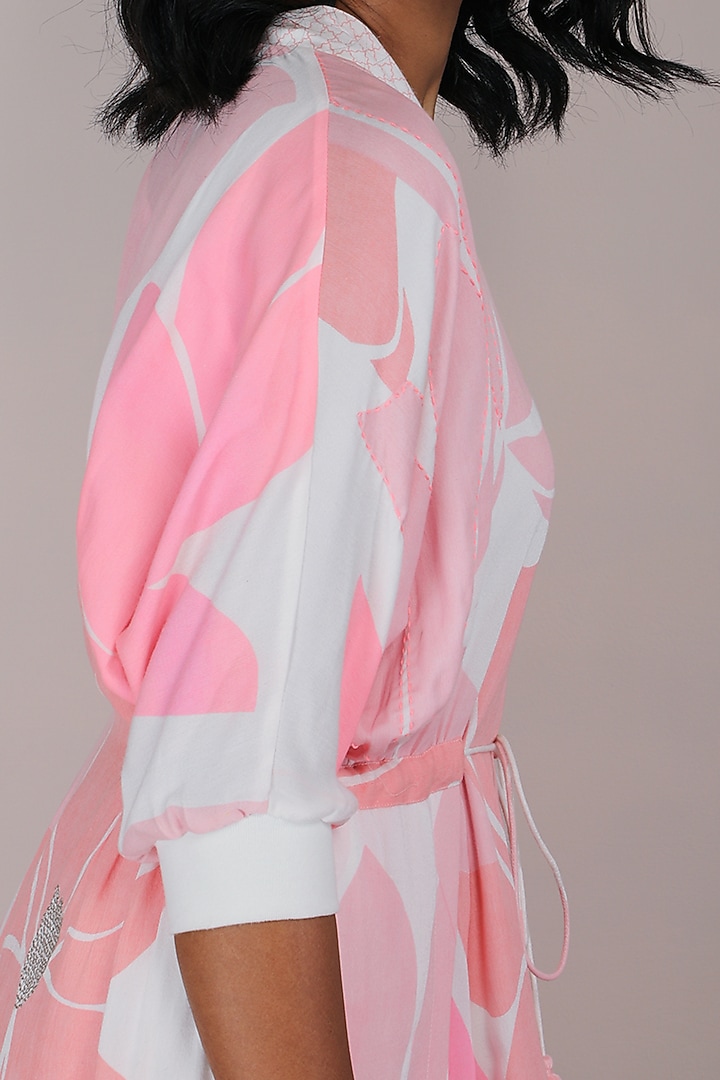 Pink Machine Embroidered Summer Dress by Arcvsh by Pallavi Singh at Pernia's Pop Up Shop
