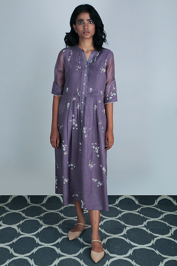 Lavender Cherry Blossom Printed Dress by Arcvsh by Pallavi Singh
