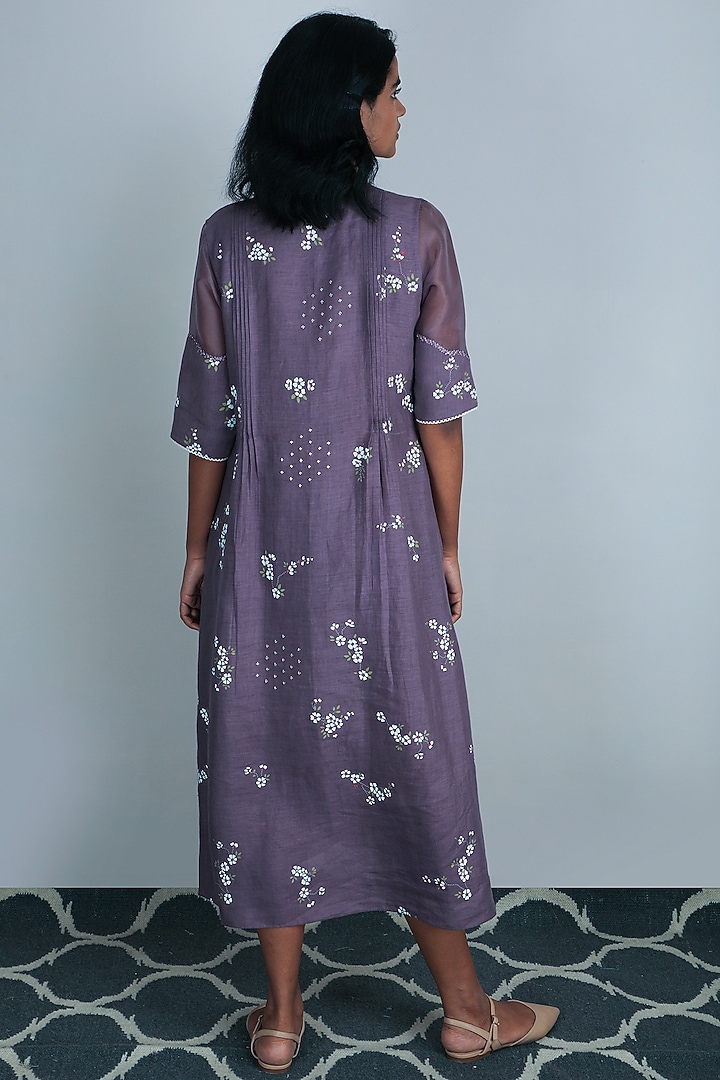 Lavender Cherry Blossom Printed Summer Dress by Arcvsh by Pallavi Singh at Pernia's Pop Up Shop