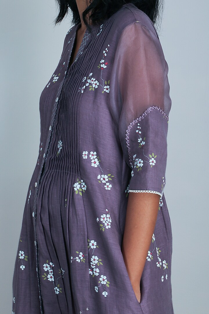 Lavender Cherry Blossom Printed Summer Dress by Arcvsh by Pallavi Singh at Pernia's Pop Up Shop