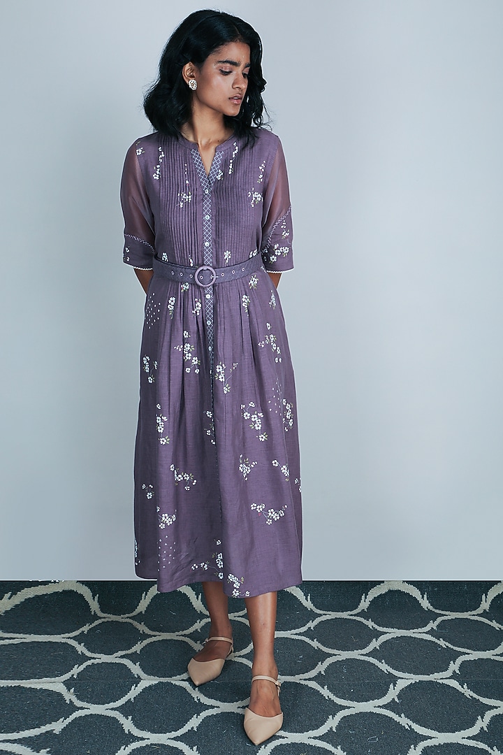 Lavender Embroidered Summer Dress by Arcvsh by Pallavi Singh at Pernia's Pop Up Shop
