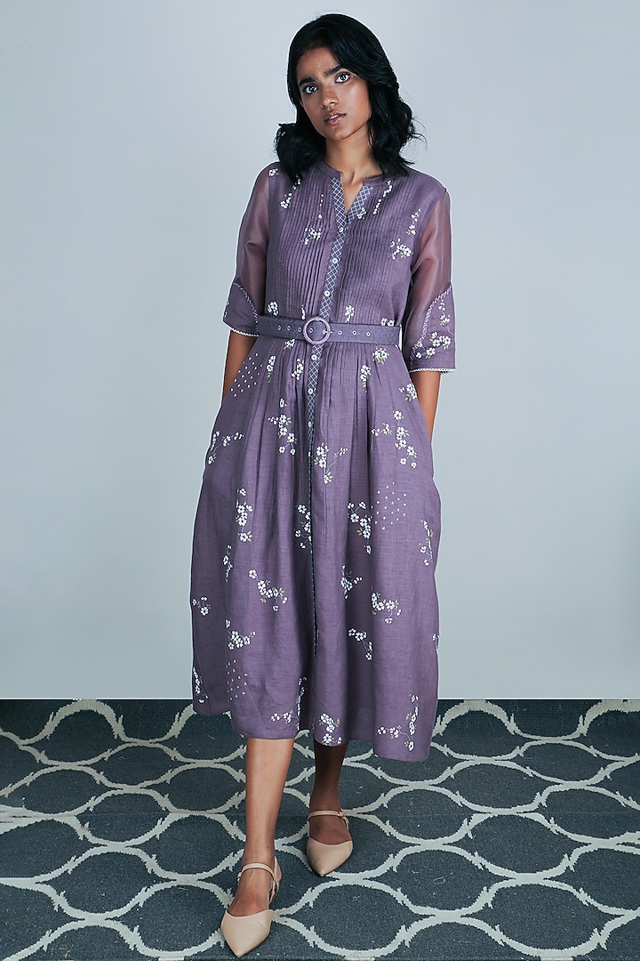 Lavender Embroidered Summer Dress by Arcvsh by Pallavi Singh at Pernia's Pop Up Shop