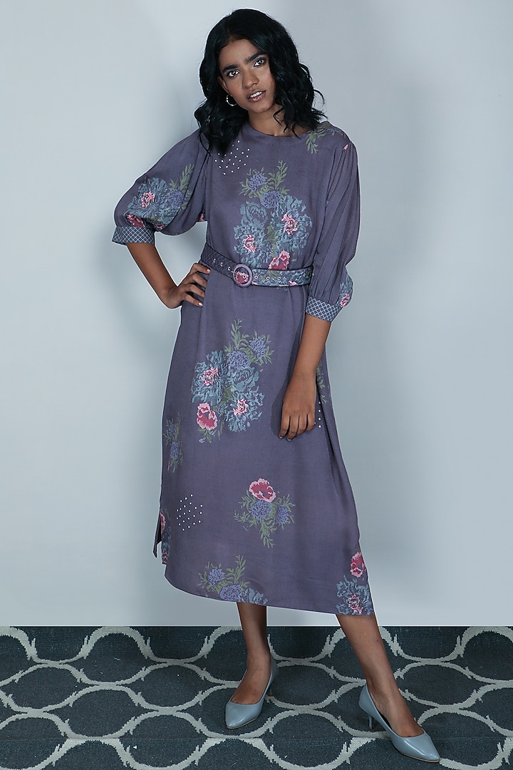 Lavender Rose Printed Summer Dress by Arcvsh by Pallavi Singh at Pernia's Pop Up Shop