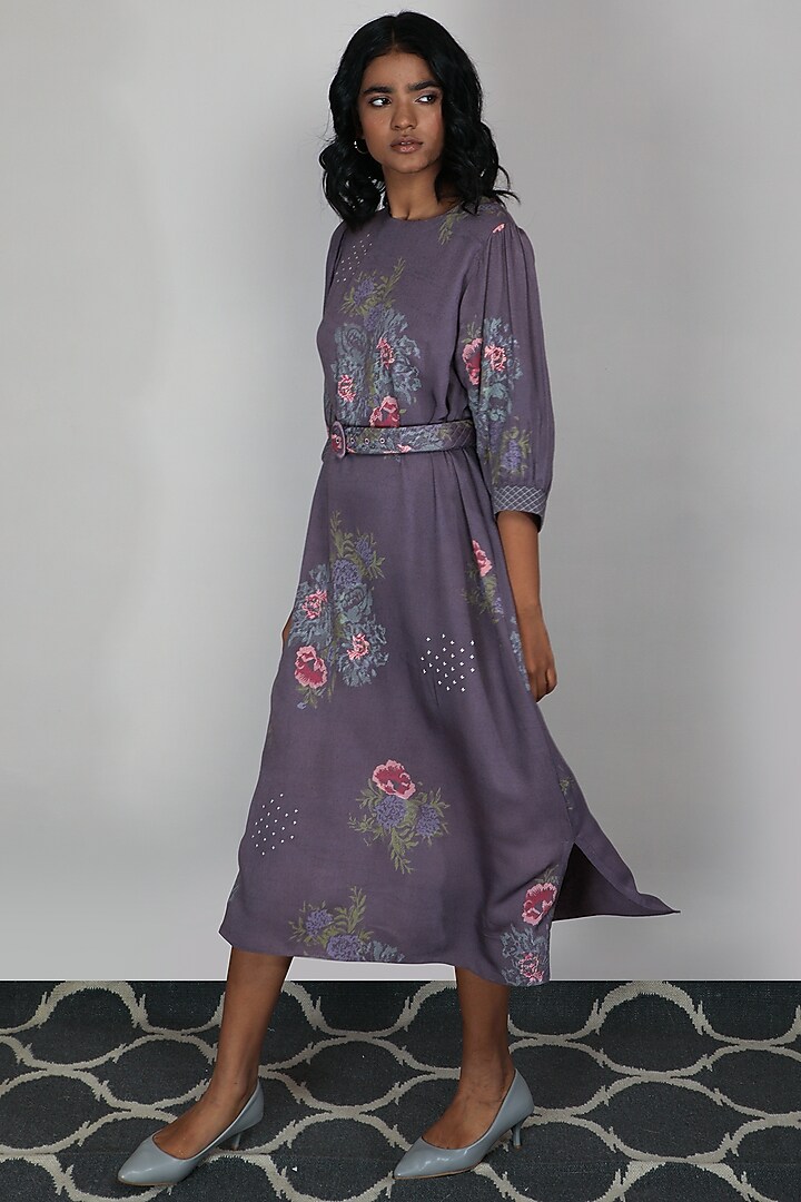 Lavender Rose Printed Summer Dress by Arcvsh by Pallavi Singh at Pernia's Pop Up Shop