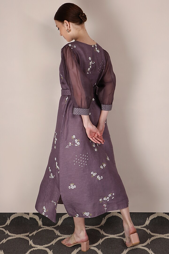 Lavender Summer Dress With Machine Embroidery by Arcvsh by Pallavi Singh at Pernia's Pop Up Shop
