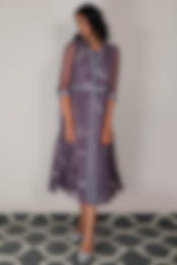 Lavender Cherry Blossom Printed Layered Dress by Arcvsh by Pallavi Singh