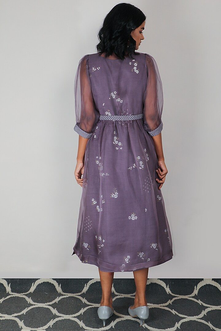 Lavender Cherry Blossom Printed Layered Vacation Dress by Arcvsh by Pallavi Singh at Pernia's Pop Up Shop