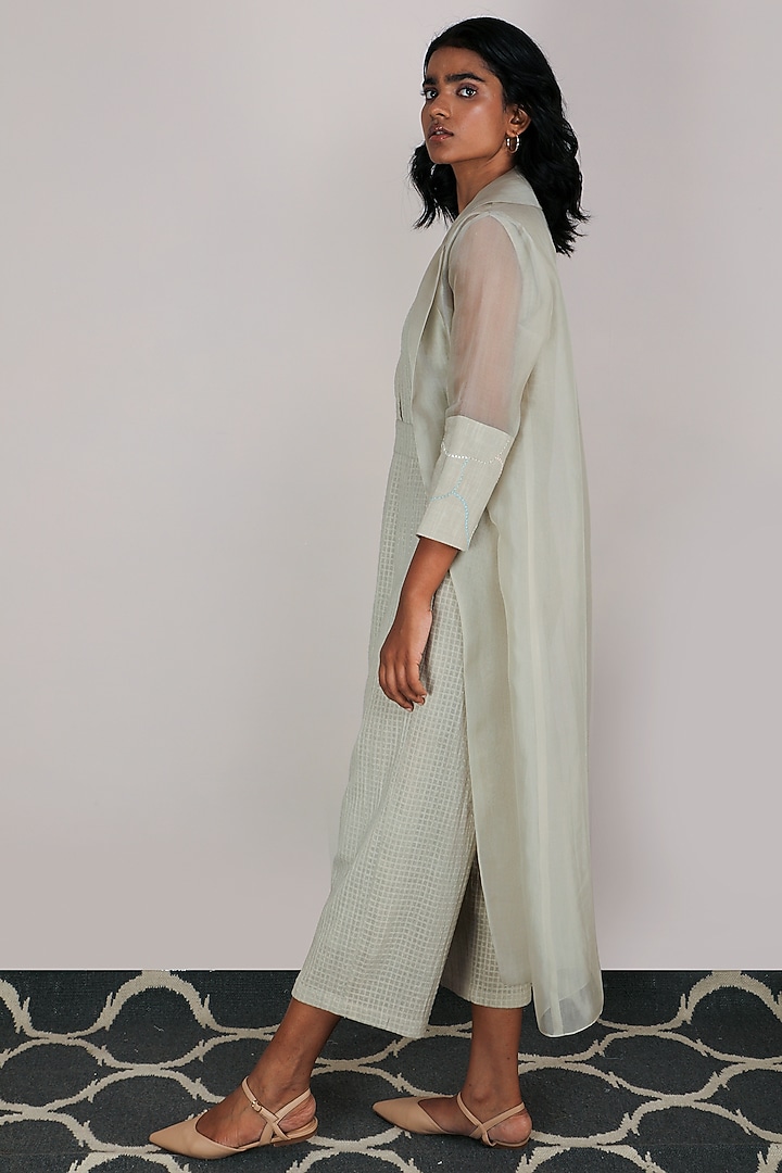 Sand Cotton Jumpsuit With Jacket by Arcvsh by Pallavi Singh at Pernia's Pop Up Shop